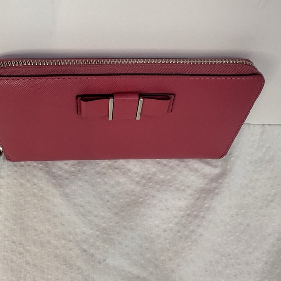Pink Coach Wallet Darcy Bow Accordion Zip Pink Leather Zip Around Clutch - Picture 2 of 16